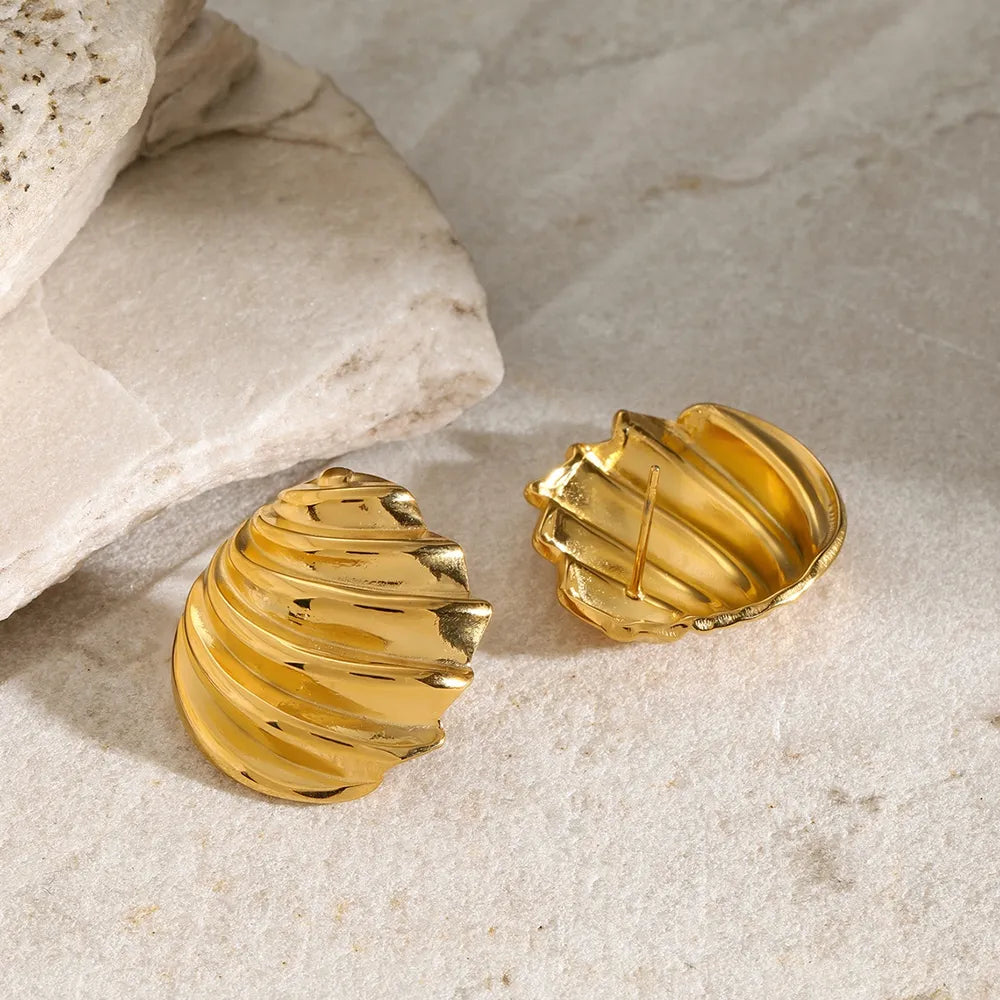 Puces d'oreilles coquillage, acier inoxydable