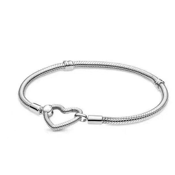 Bracelet chaîne cœur en O, fermoir à ressort