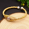 Bracelet jonc ajustable perle violette d'eau douce