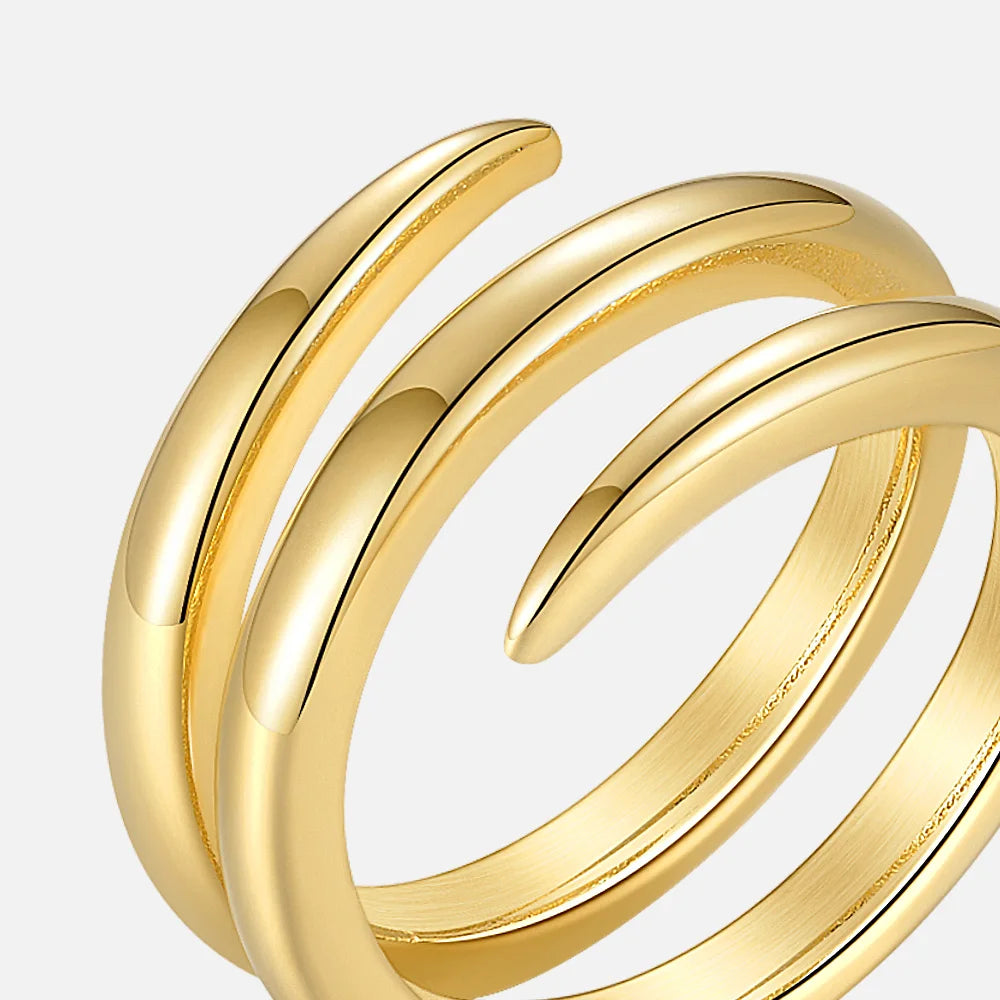 Bague spirale dorée, acier inoxydable