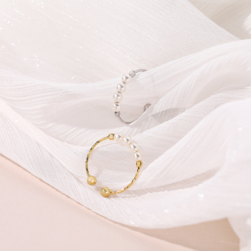 Bague perle rétro, argent