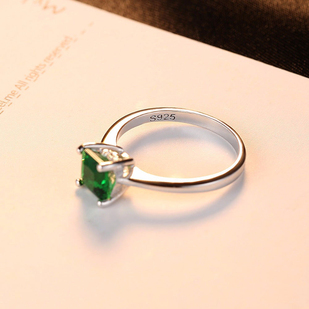 Bague émeraude zircon, argent 925