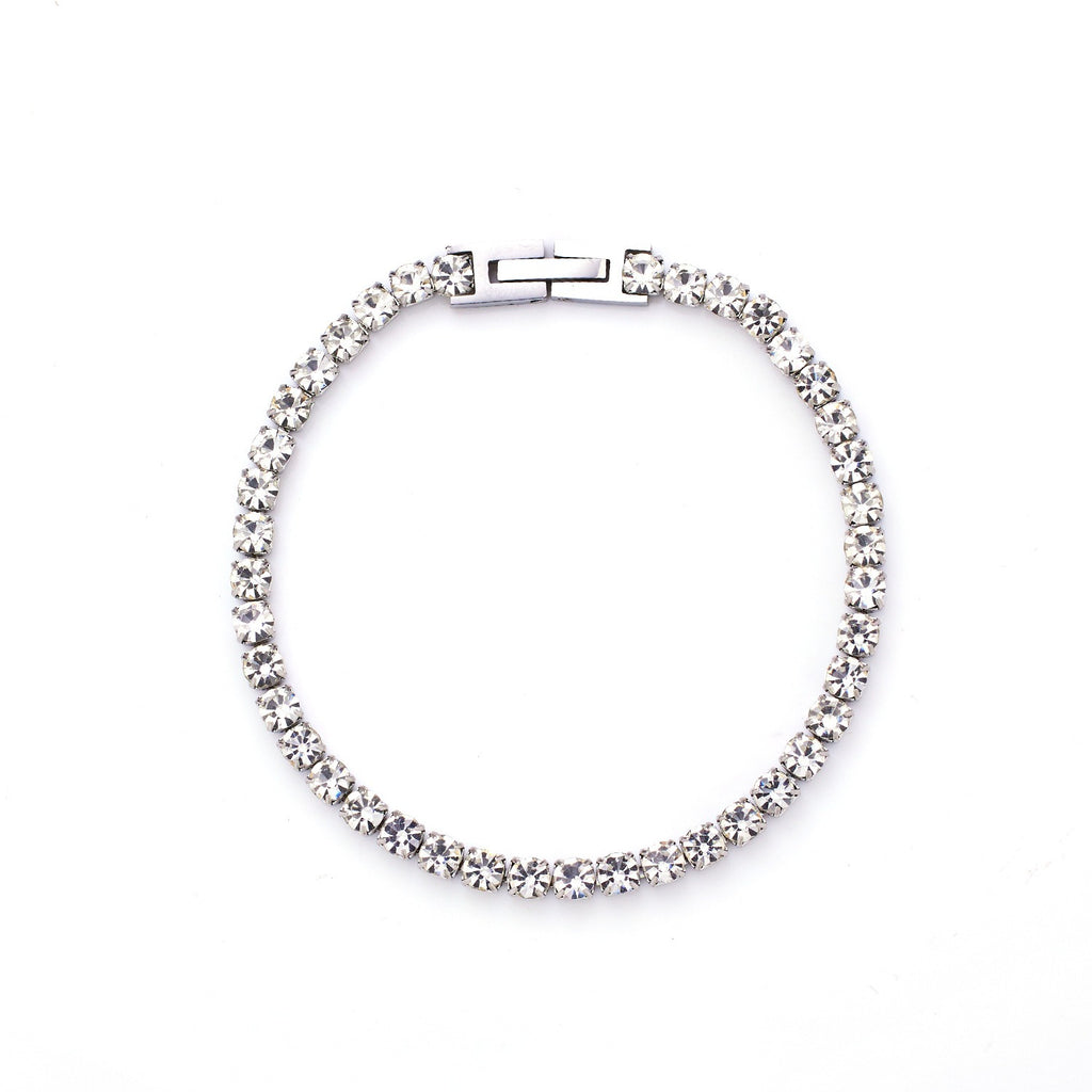 Bracelet zircon serti griffe, acier titane