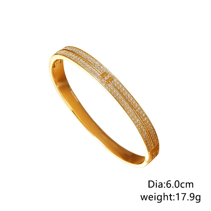 Bracelet zircon serti, plaqué or