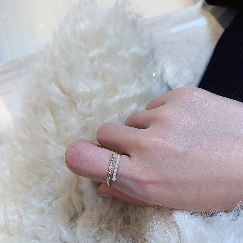 Bague perle baroque, style coréen