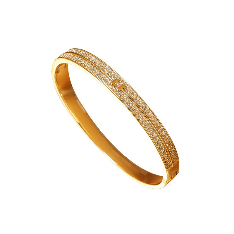 Bracelet zircon serti, plaqué or