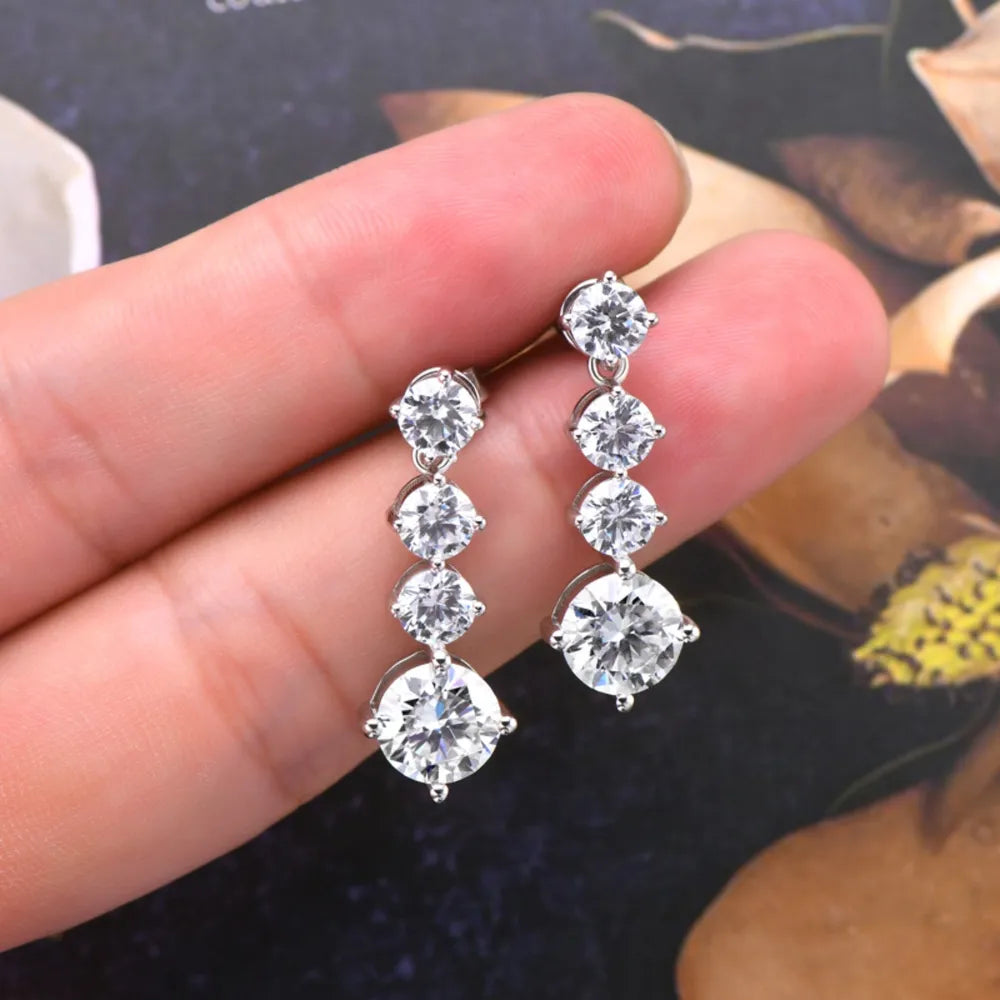 Boucles d'oreilles moissanite 4 carats, argent 925