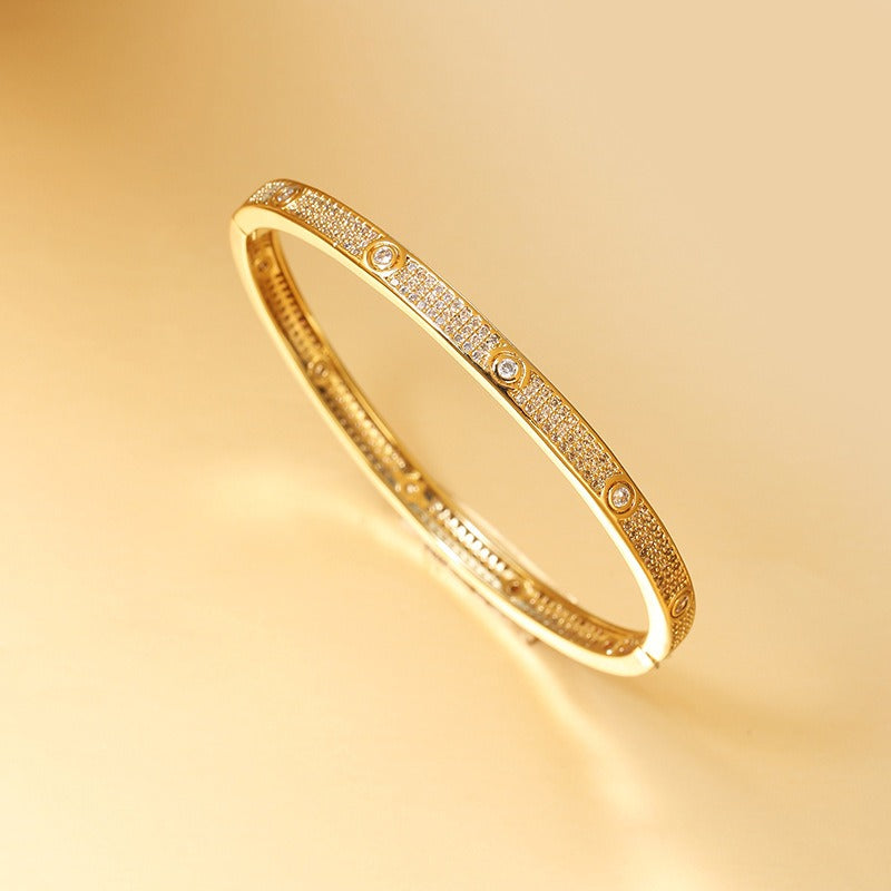 Bracelet zircon serti, style hip-hop