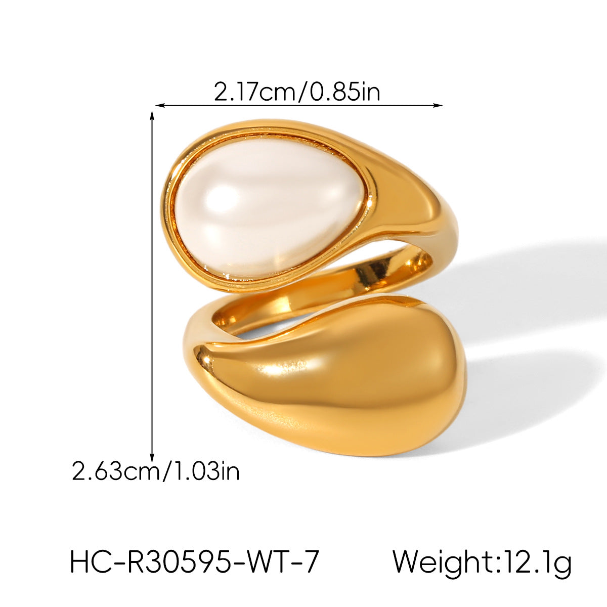 Bague goutte œil de tigre, acier inoxydable