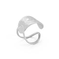 Bague ouverte double courbe élégante, acier inoxydable