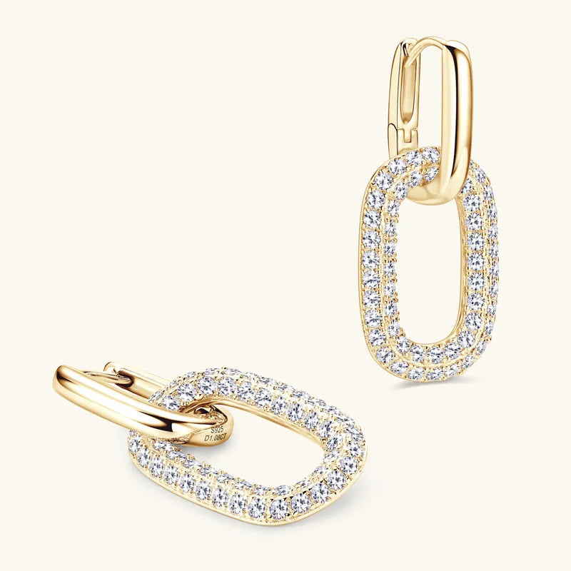 Boucles d'oreilles moissanite 2,16 carats, argent 925