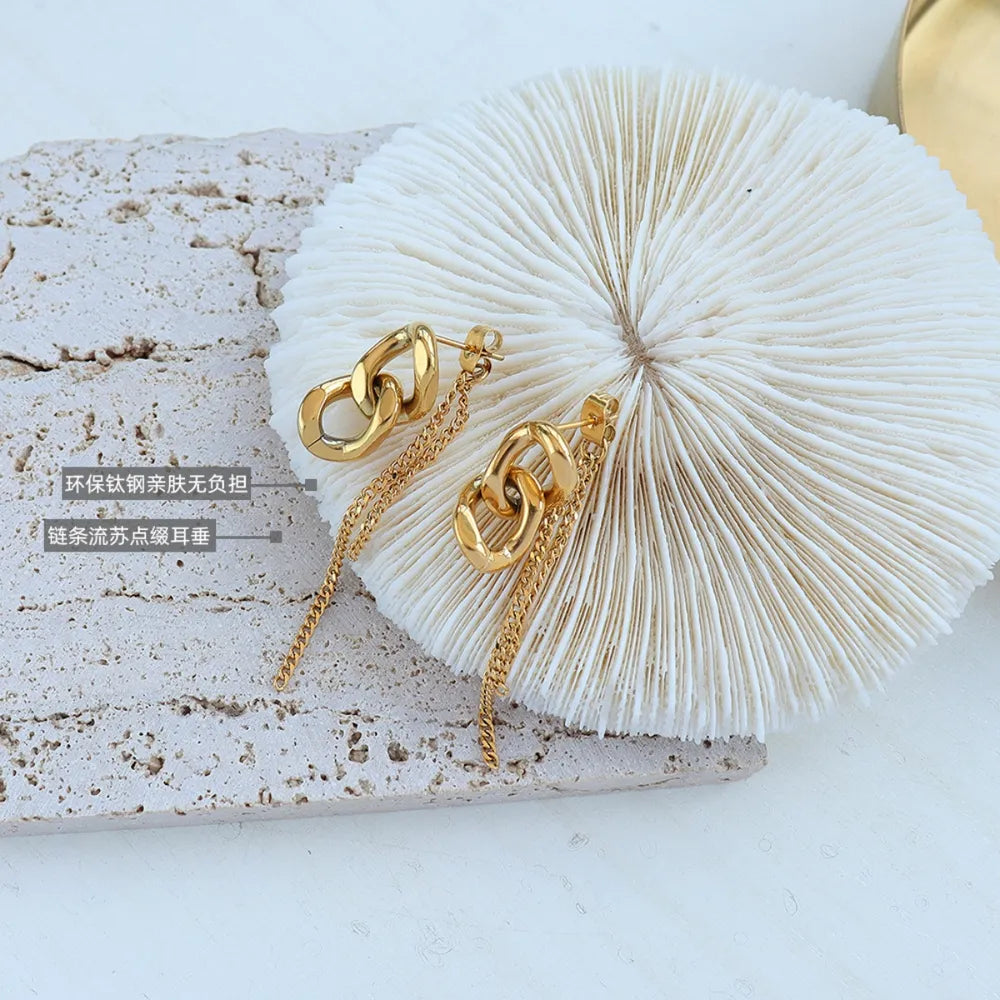 Boucles d'oreilles chaîne, acier titane