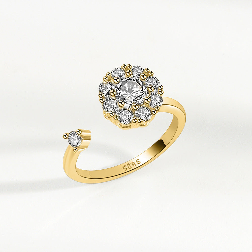 Bague ouverte rotative porte-bonheur, argent 925