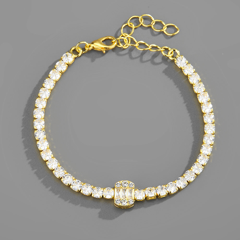 Bracelet chaîne zircon, style hip-hop