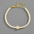 Bracelet chaîne zircon, style hip-hop