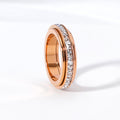 Bague rotative zircon, plaqué or rose 18 carats