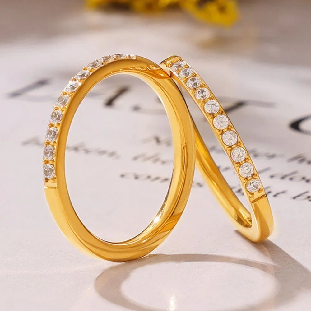 Bague fine empilable zircon, acier titane