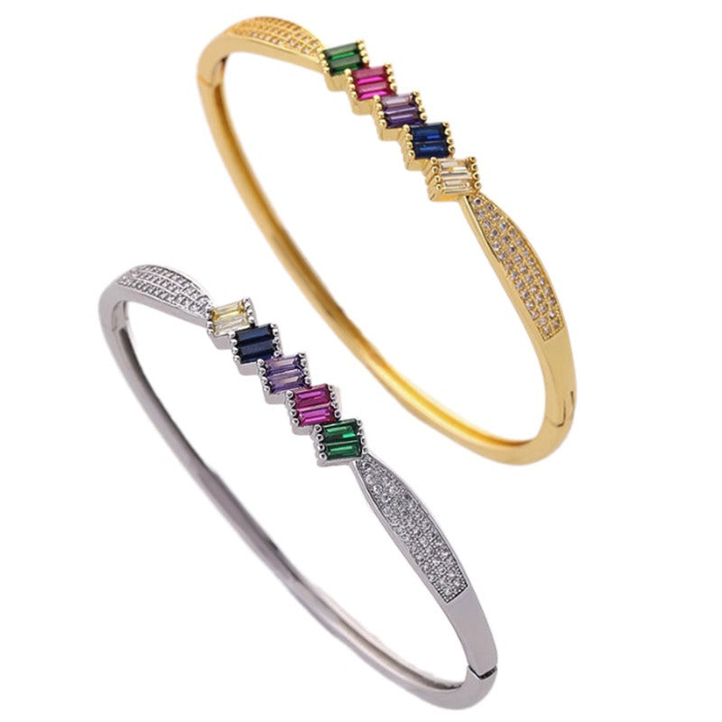 Bracelet zircon coloré serti, cuivre