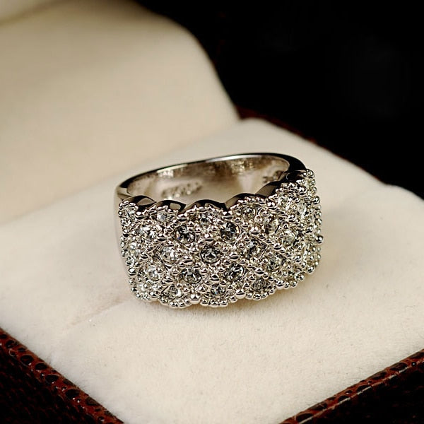 Bague large scintillante bicolore