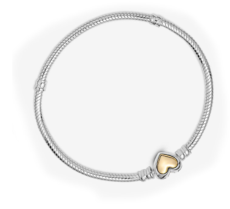Bracelet chaîne serpent fermoir cœur doré