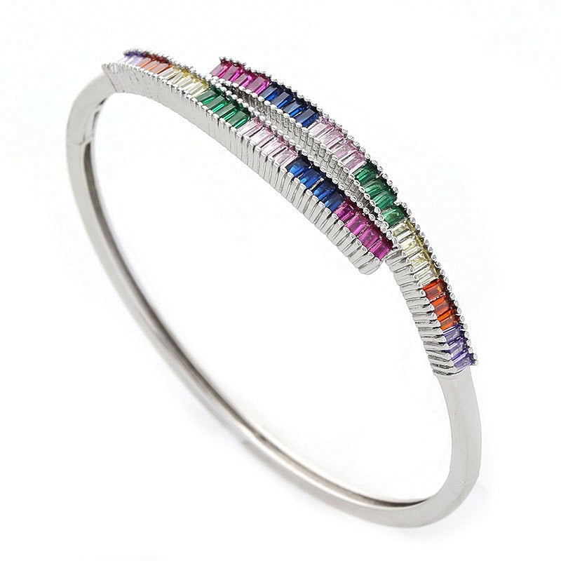 Bracelet zircon coloré, plaqué or