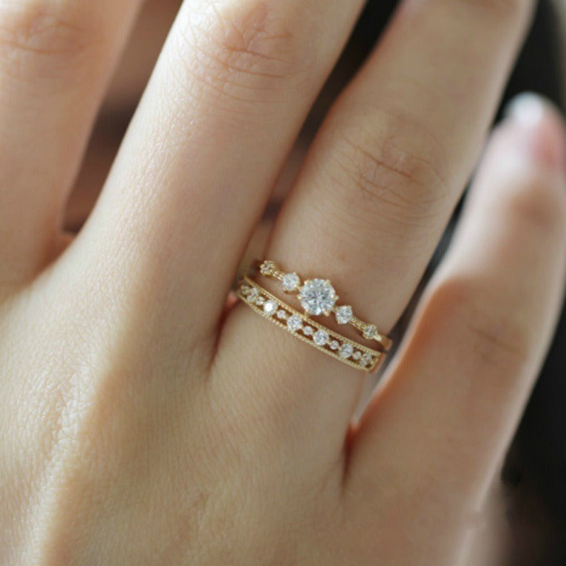 Bague zircon simple, style européen