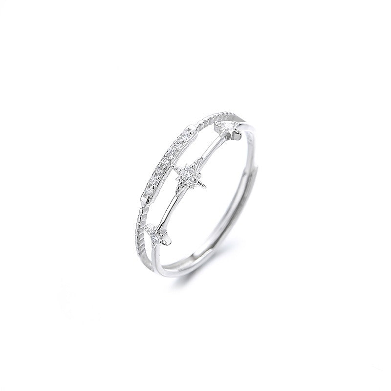 Bague double rang tendance, argent 925