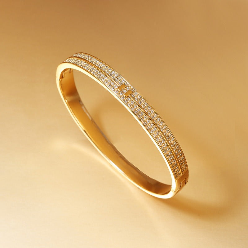 Bracelet minimaliste zircon, plaqué or