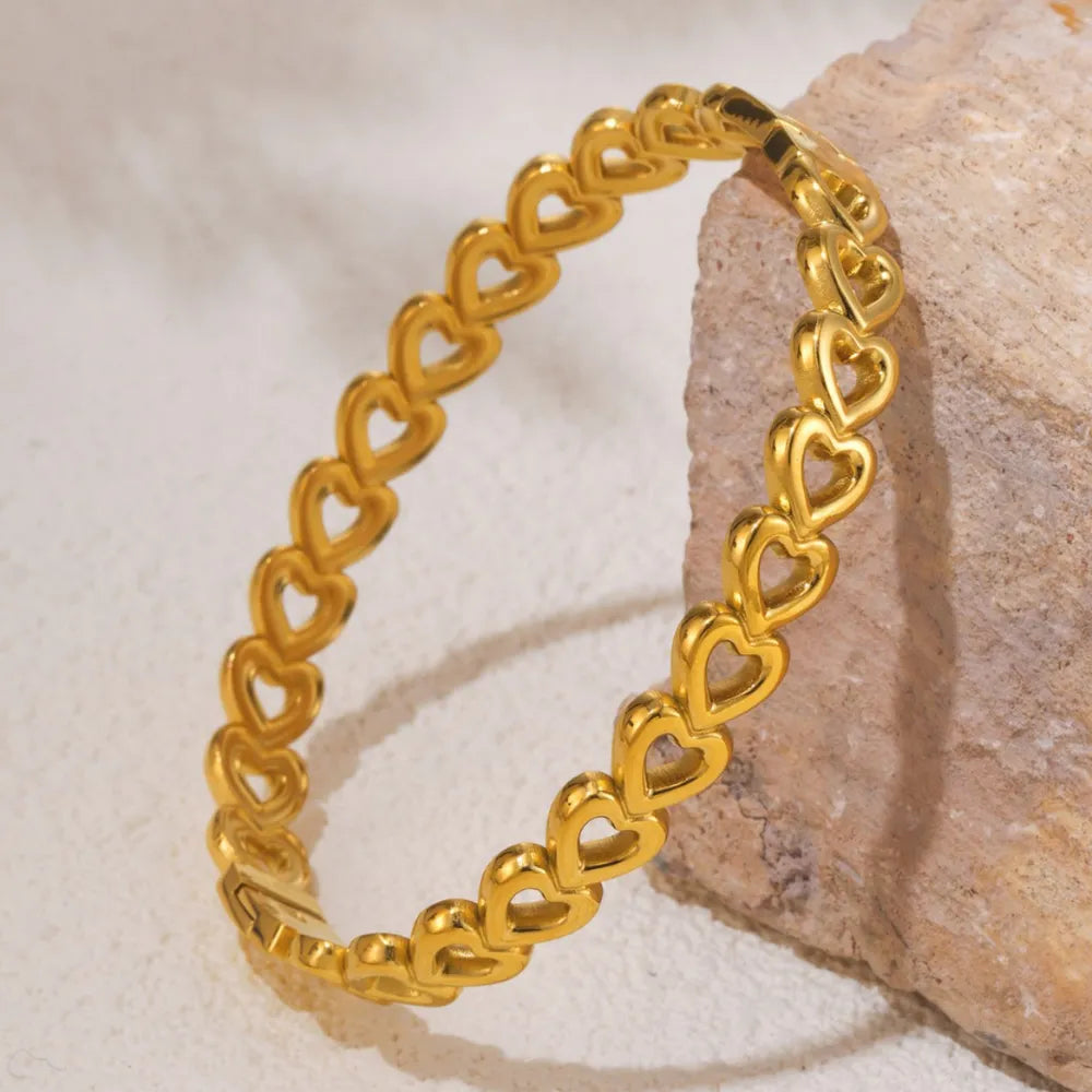 Bracelet cœur, plaqué or 18 carats, acier inoxydable