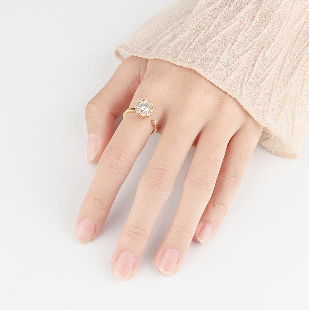 Bague ouverte rotative porte-bonheur, argent 925