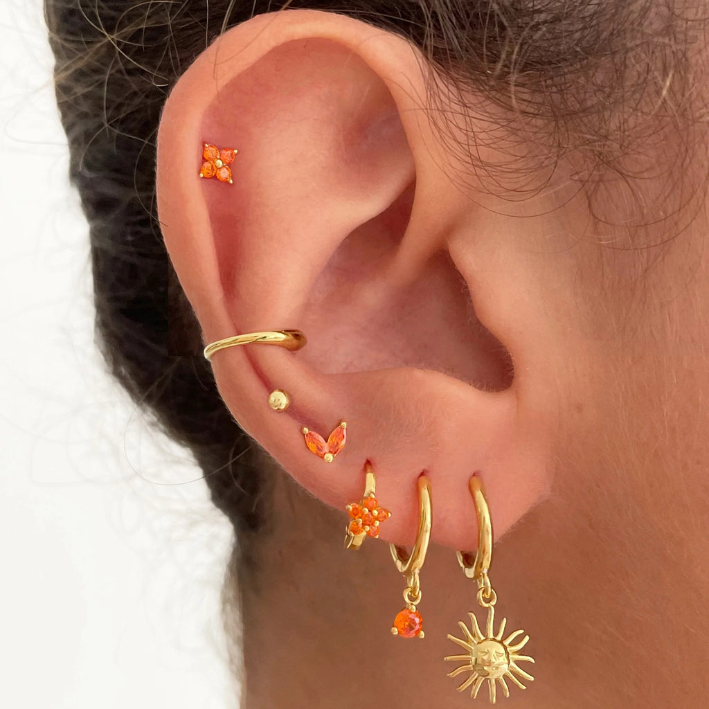 Boucles d'oreilles pendantes soleil, acier titane rétro