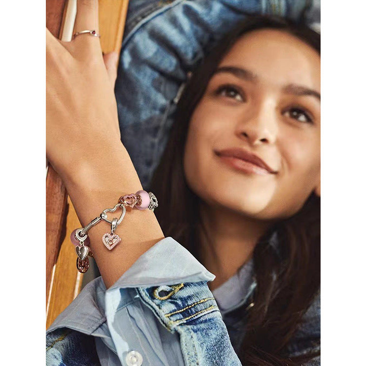 Bracelet chaîne cœur en O, fermoir à ressort