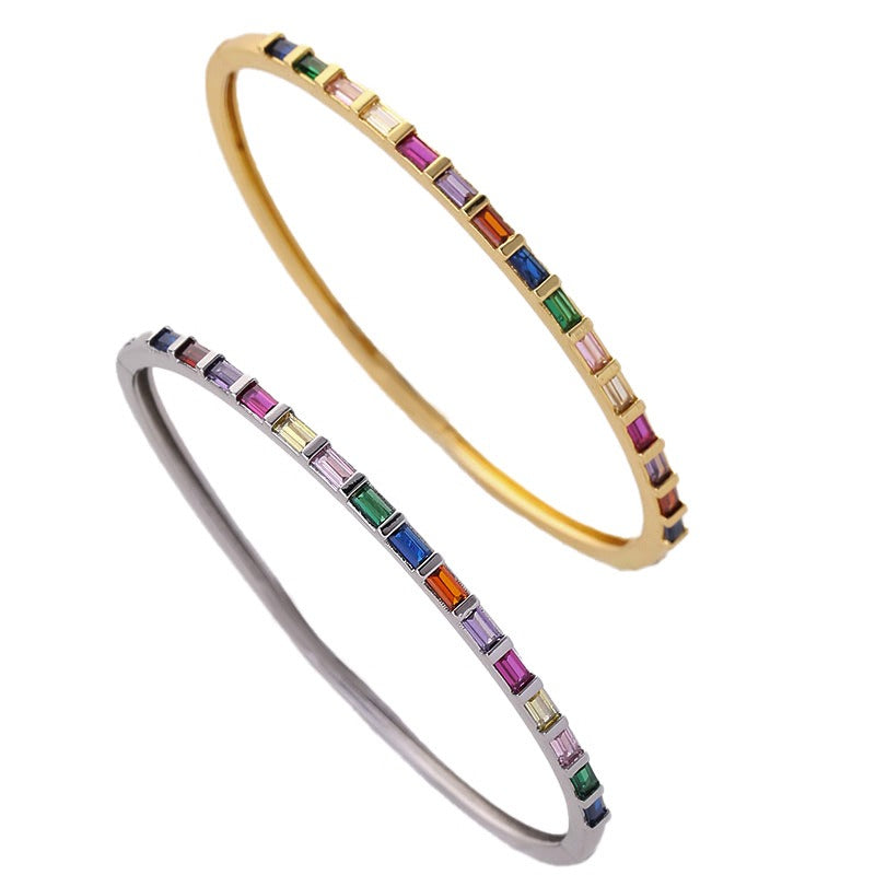Bracelet gros zircon coloré, cuivre