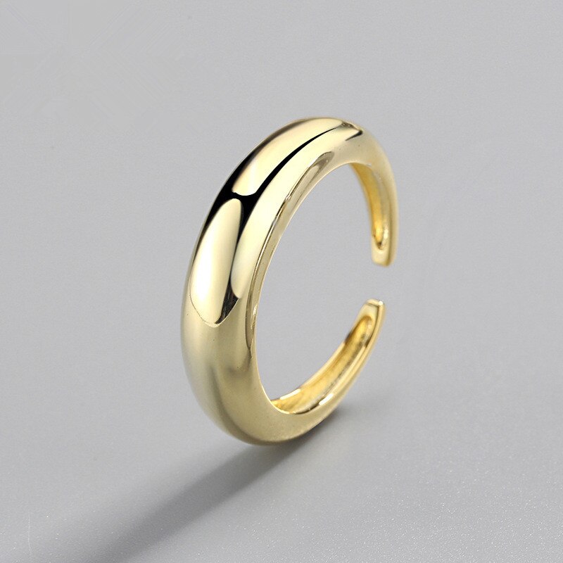 Bague ouverte goutte lisse, argent