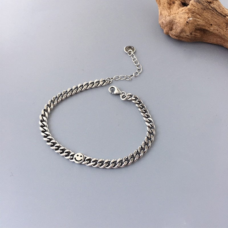 Bracelet frangé cœur rétro, argent 925