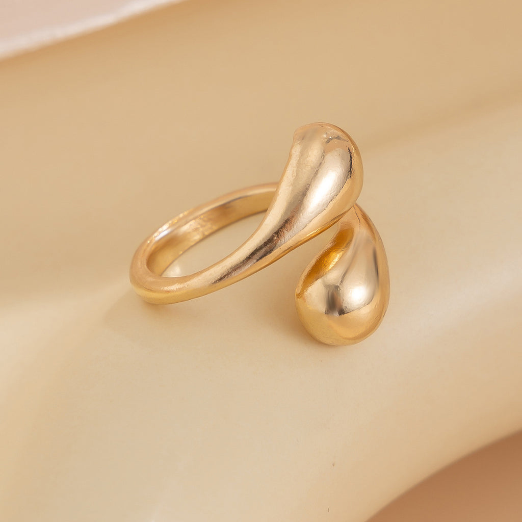 Bague double goutte ajustable, alliage
