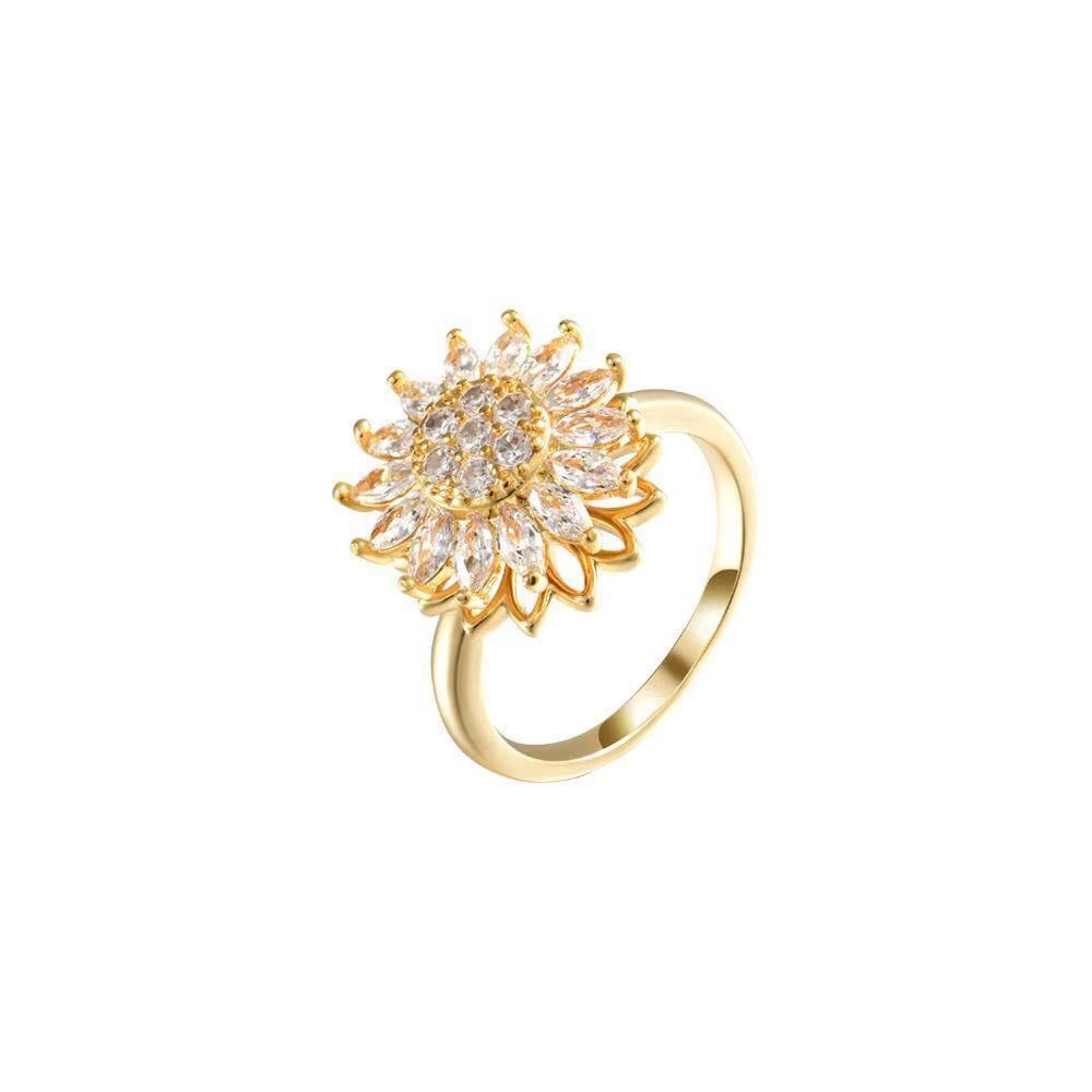 Set de bagues tournesol rotatives, zircon