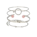Set de 4 bracelets ouverts multi-rangs, cristal