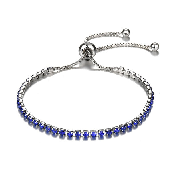 Bracelet infini cristal ajustable, argenté