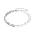 Bracelet perle et zircon, acier titane