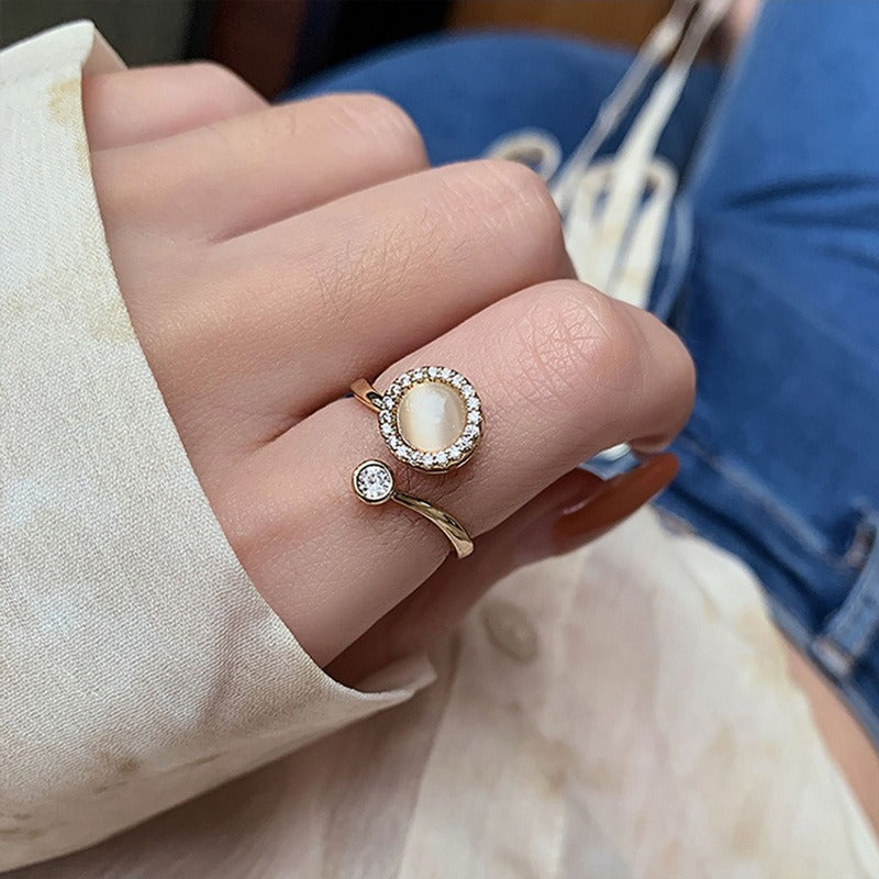 Bague ouverte rotative œil de chat