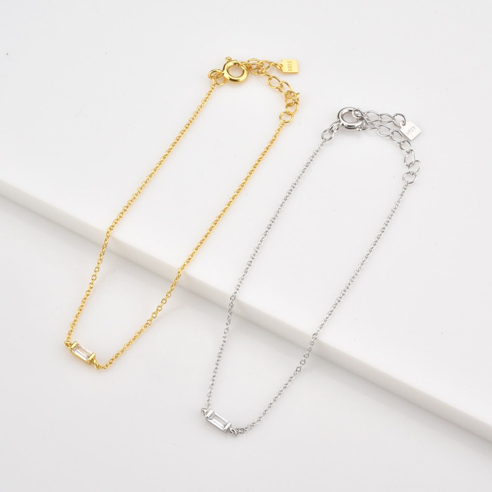 Bracelet ajustable zircon, argent 925