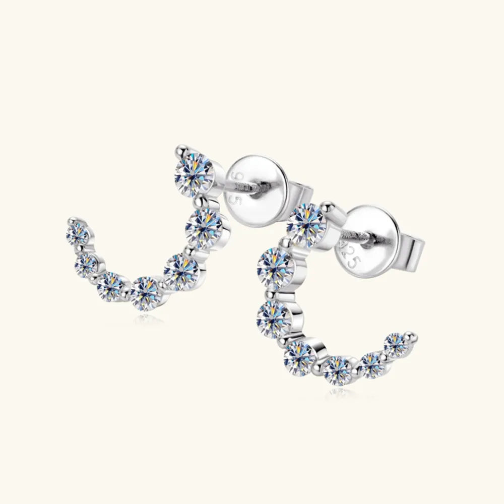 Puces d'oreilles moissanite serties, argent 925