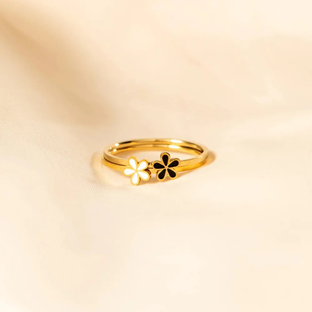 Bague fleur émaillée, argent 925