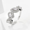 Bague ouverte carrée goutte zircon, style rétro