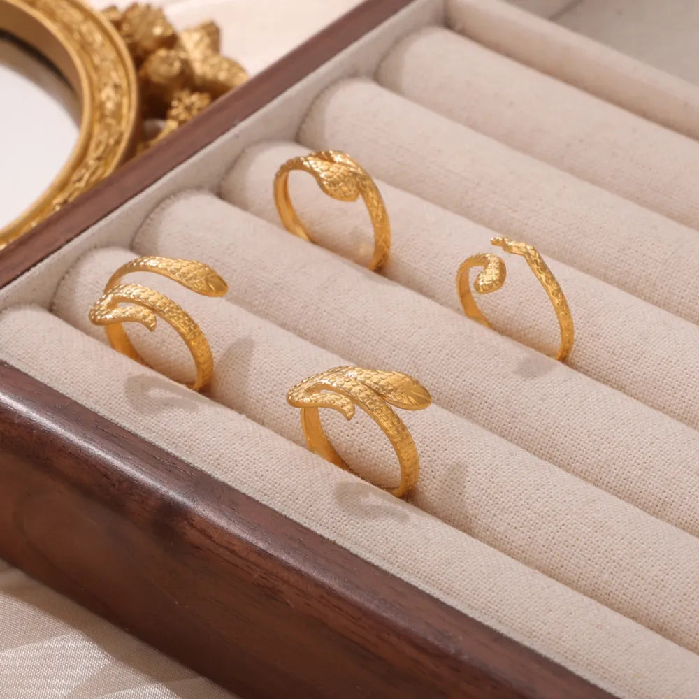 Bague croisée serpent, acier titane