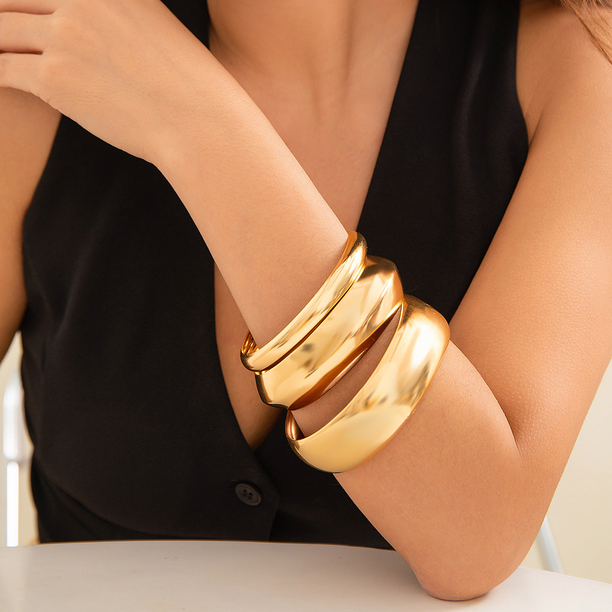 Bracelet chaîne large multi-rangs