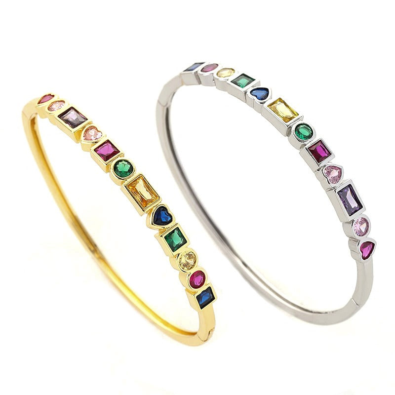 Bracelet cœur géométrique coloré, cuivre