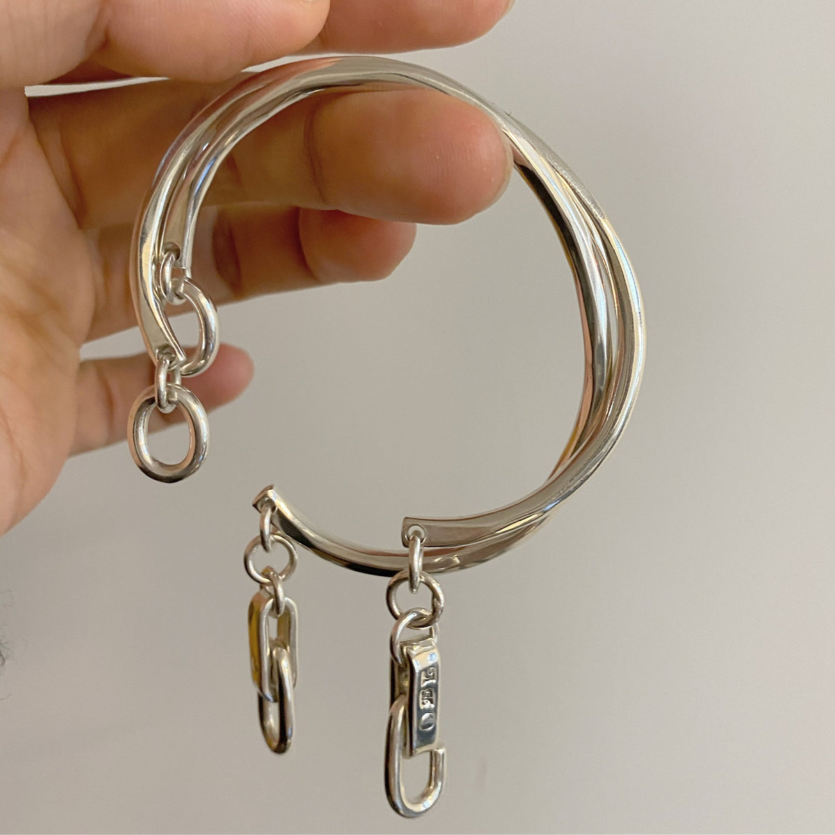 Bracelet frangé cœur rétro, argent 925
