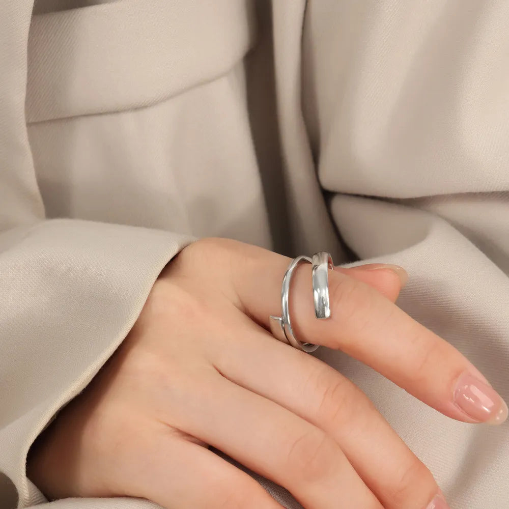 Bague enveloppante multi-rangs, acier titane